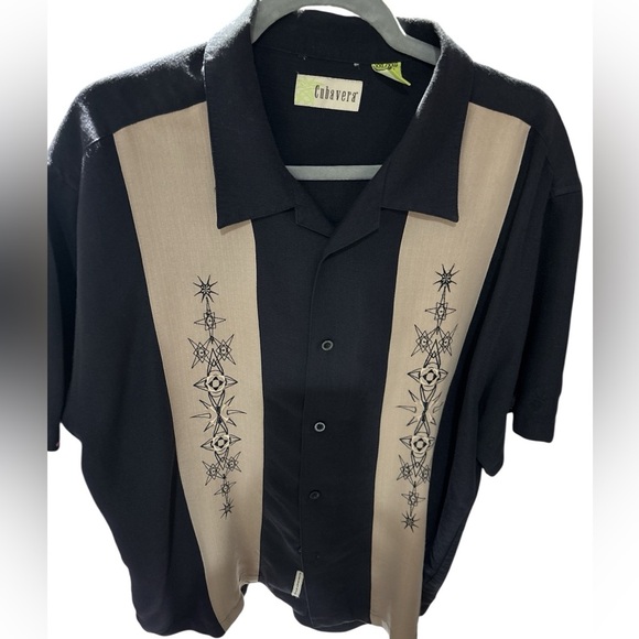 Cubavera Black and Tan Casual Button Down Shirt - Picture 3 of 3